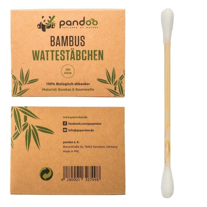 Bastoncillos para los oídos de bambú y algodón orgánico