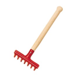 Rastrillo de metal rojo