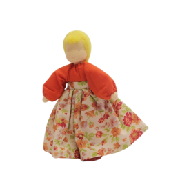 Muñeca waldorf madre rubia