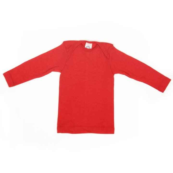 Camiseta de lana y seda roja