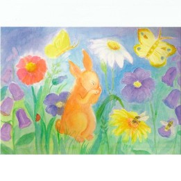 Postal Liebre y mariposa