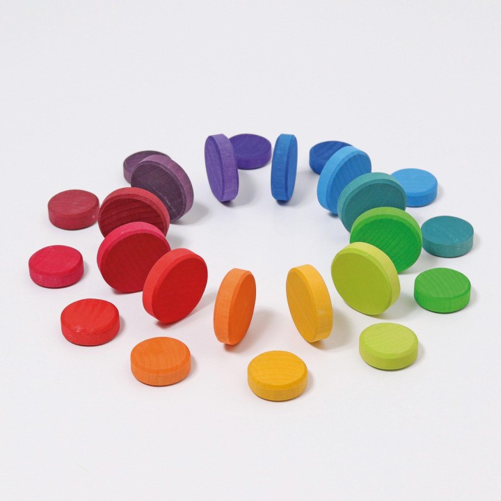 Monedas de madera arco iris Grimm's