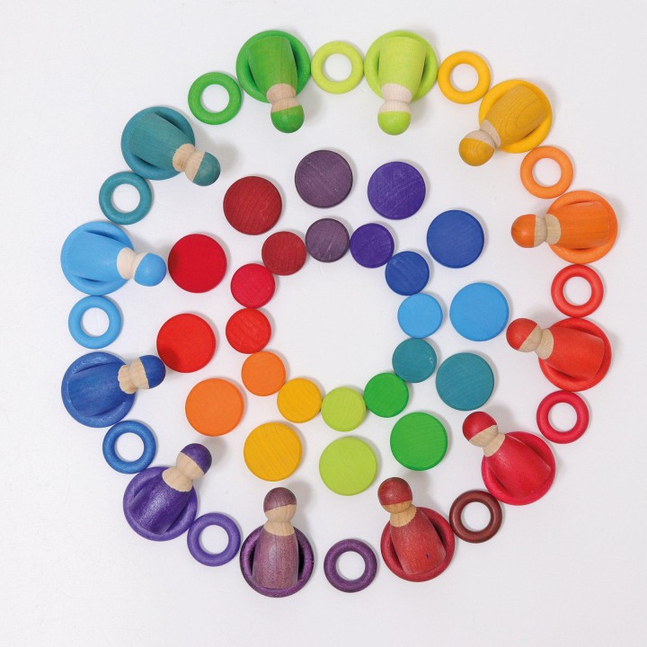 Monedas de madera arco iris Grimm's