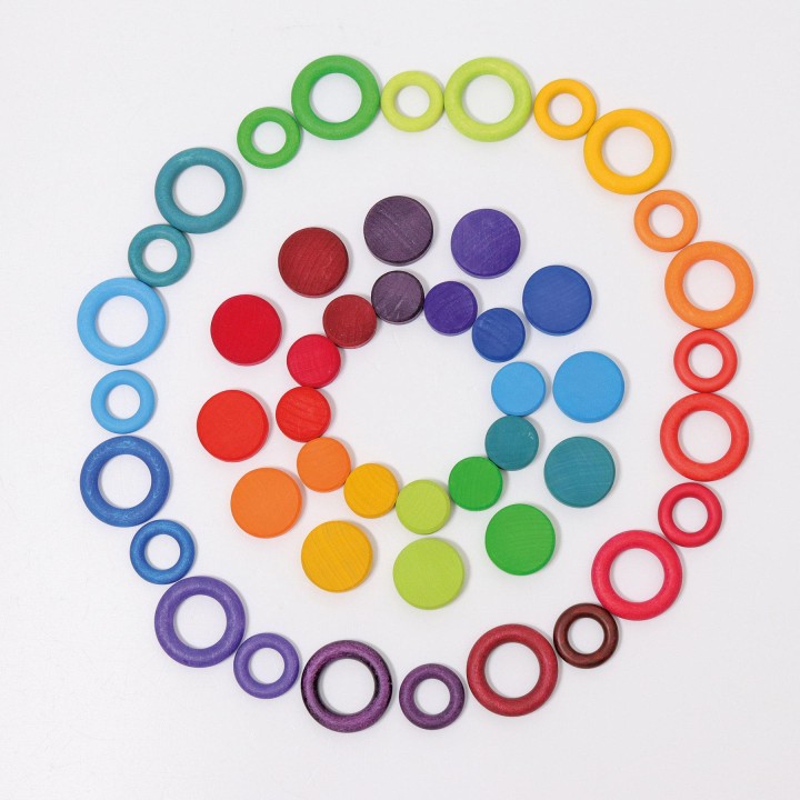 Monedas de madera arco iris Grimm's