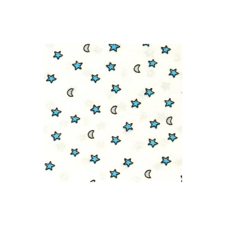 Tela de algodón blanca Luna y Estrella