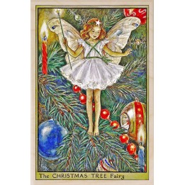 Postal de madera Hada Árbol de Navidad