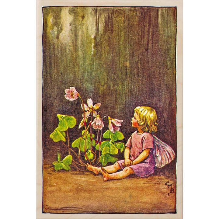 Postal de madera Hada Flor Oca