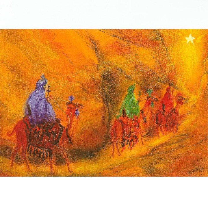 Postal Reyes magos siguiendo la estrella