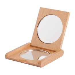 Espejo de madera de bolsillo
