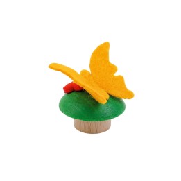 Figura de madera y fieltro mariposa amarilla
