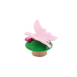Figura de madera y fieltro mariposa rosa