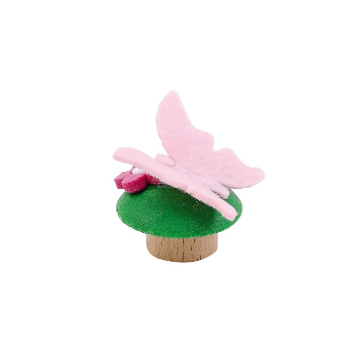 Figura de madera y fieltro mariposa rosa