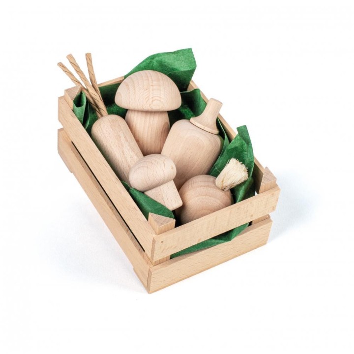 Caja de surtido de verduras de madera natural