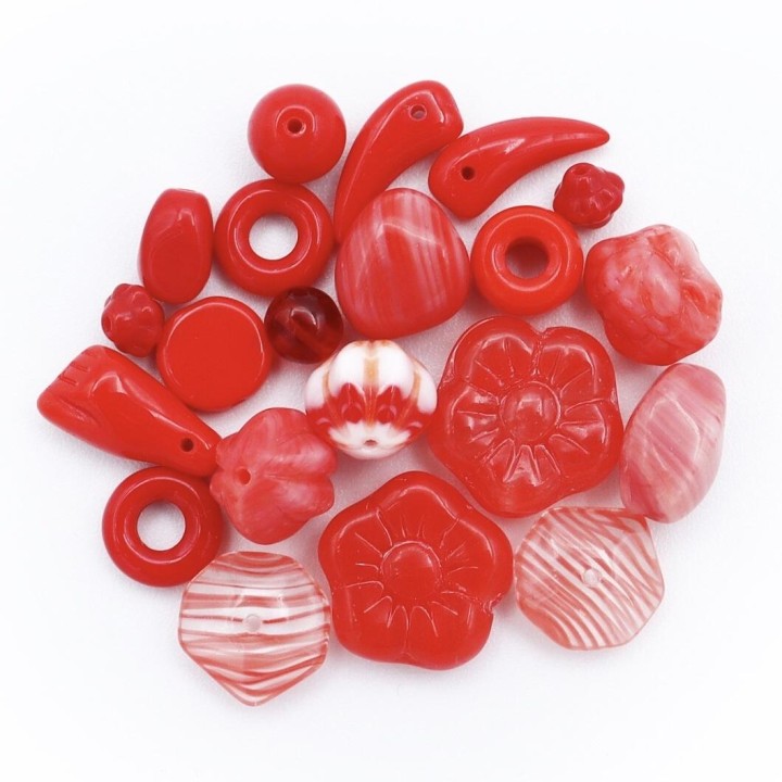 Cuentas de cristal rojas