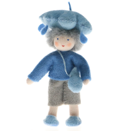 Muñeco niño gotas de lluvia