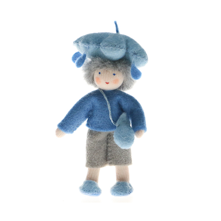Muñeco niño gotas de lluvia