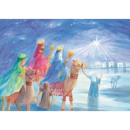 Postal La llegada de los reyes magos
