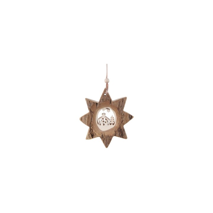 Estrella de madera con corteza Belén
