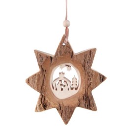 Estrella de madera con corteza Belén