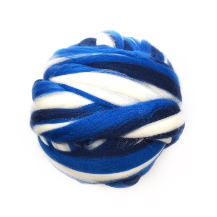 Lana peinada en cinta multicolor - azules y blanco