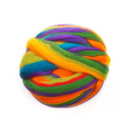 Lana peinada en cinta multicolor - arcoiris