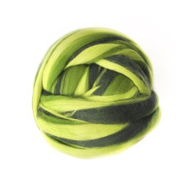 Lana peinada en cinta multicolor - tonos verdes