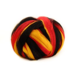 Lana peinada multicolor - amarillo, rojo y negro