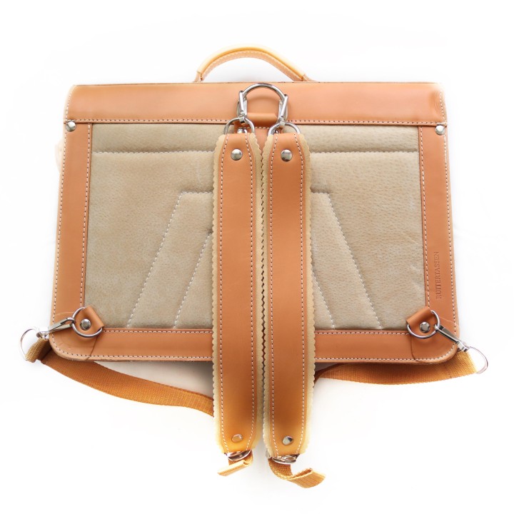 Cartera escolar de cuero con ovejas