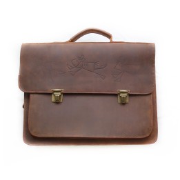 Cartera escolar de cuero marrón