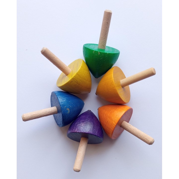 Peonza de madera con punta metálica