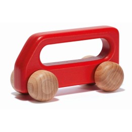 Autobús de madera pequeño rojo