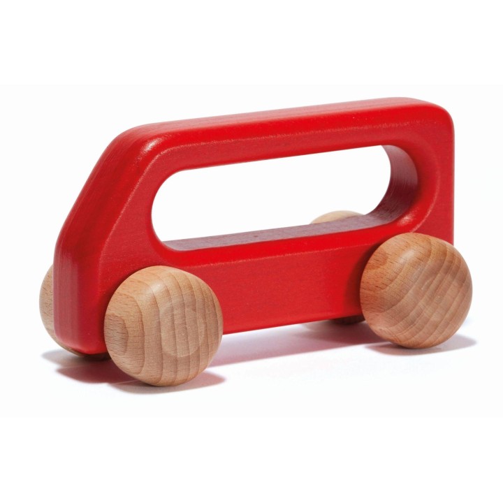 Autobús de madera pequeño rojo