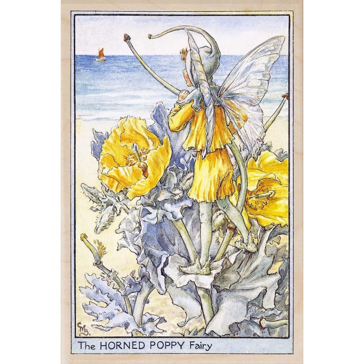 Postal de madera - La amapola cornuda