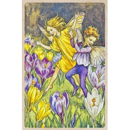 Postal de madera - Hada Crocus