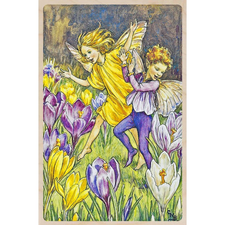Postal de madera - Hada Crocus