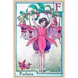 Postal de madera - Hada Fucsia