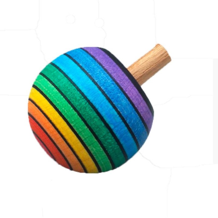 Peonza de madera arcoiris