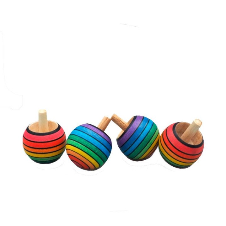 Peonza de madera arcoiris
