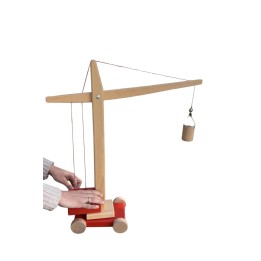 Grúa de madera con brazo movil