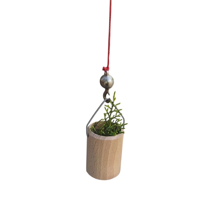 Grúa de madera con brazo movil