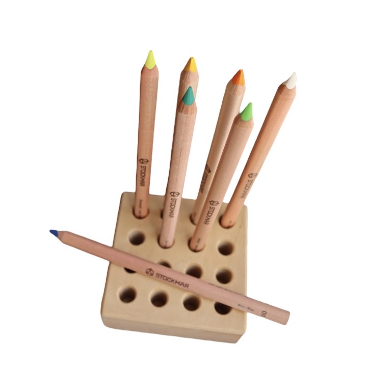 Porta lápices de madera para 16 lápices de colores gruesos