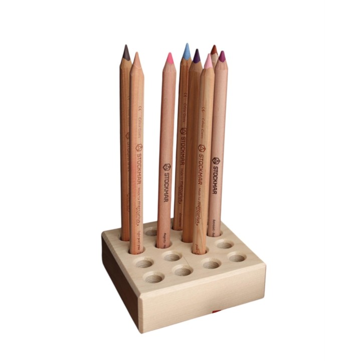 Porta lápices de madera para 16 lápices de colores gruesos