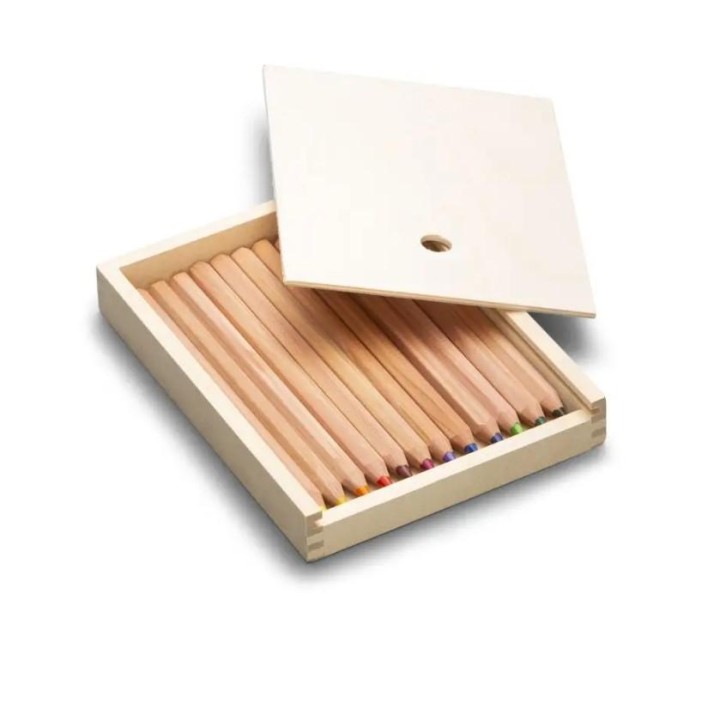 Lápices de colores en caja de madera., 12 unidades