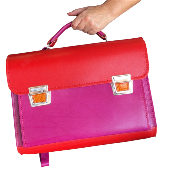 Cartera escolar de cuero de COLORES