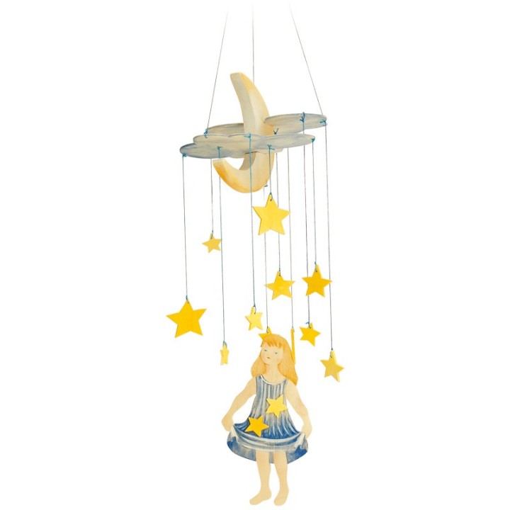 Móvil lluvia de estrellas y la luna.