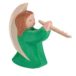 Angel verde con flauta.