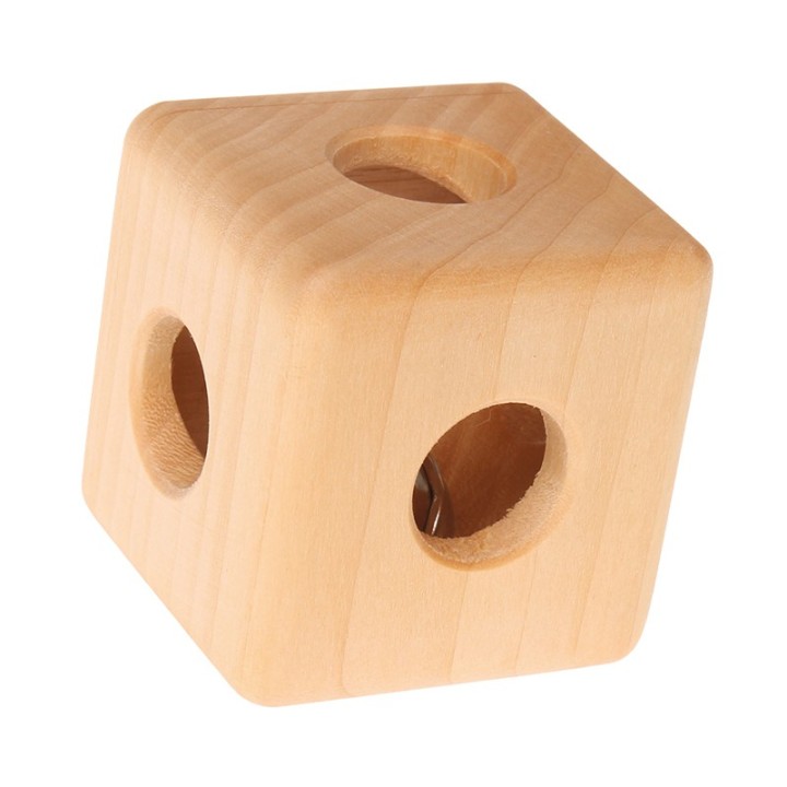Sonajero de madera - Cubo con cascabeles