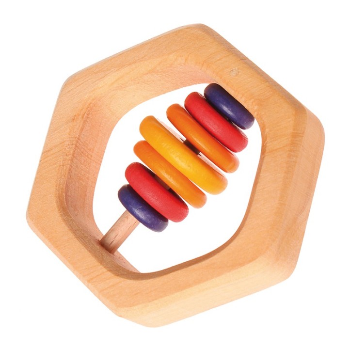 Sonajero de madera hexagonal