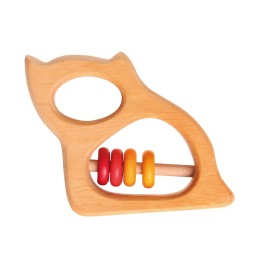 Sonajero de madera - Gato con anillas de colores