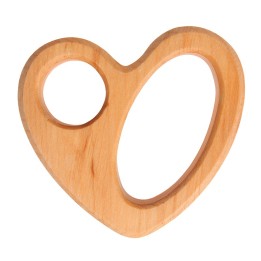 Mordedor de madera - Corazón con doble anilla